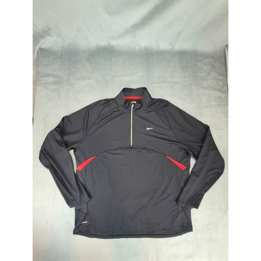 Nike DriFit Athleisure Workout Pullover 1/4 Zip Men Black Long Sleeve Shirt XXL